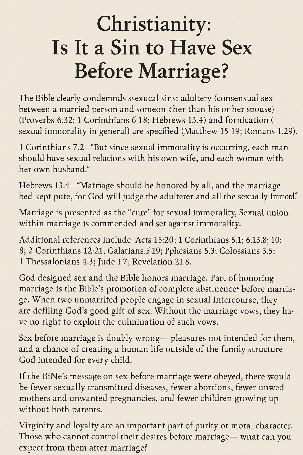 Is It a Sin to Have Sex Before Marriage Explained