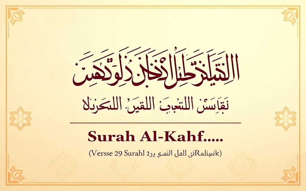 Calligraphy of Surah Al-Kahf verse 29 used as dua for marriage with a loved one