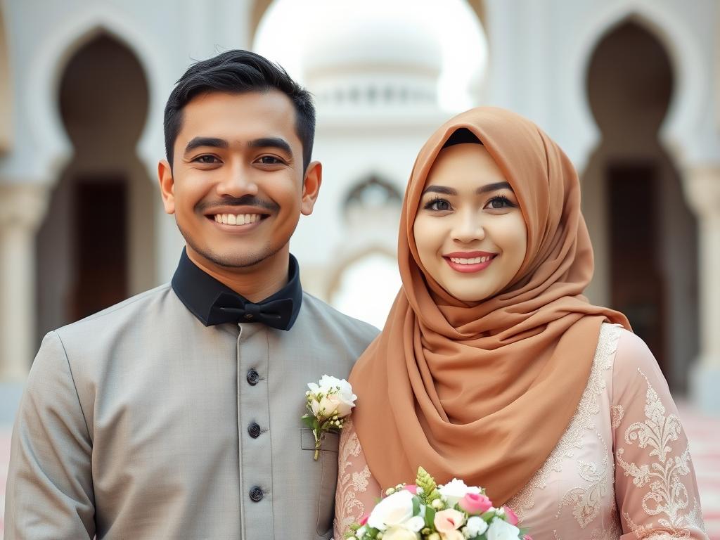 Happy Muslim couple after successful dua for marriage with a loved one