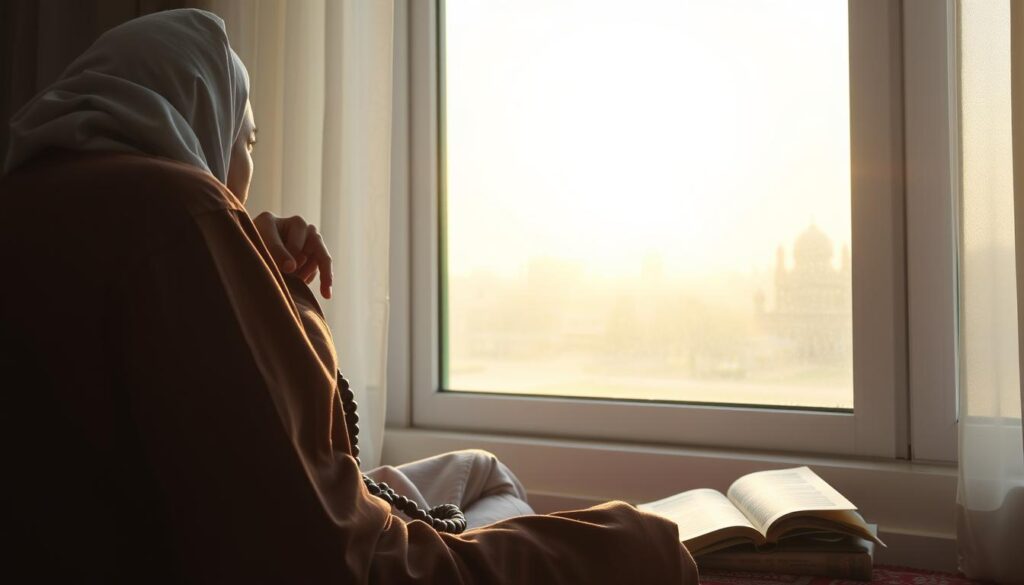 Muslim making morning dhikr and dua during Ramadan Muslim making morning dhikr and dua during Ramadan