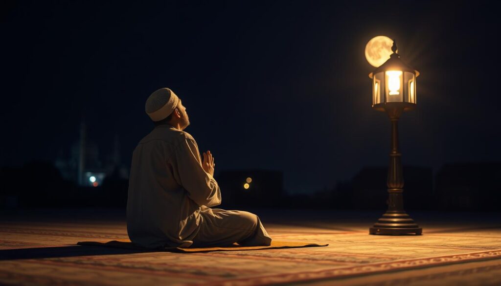 Person performing Tahajjud prayer before making dua for marriage with a loved one