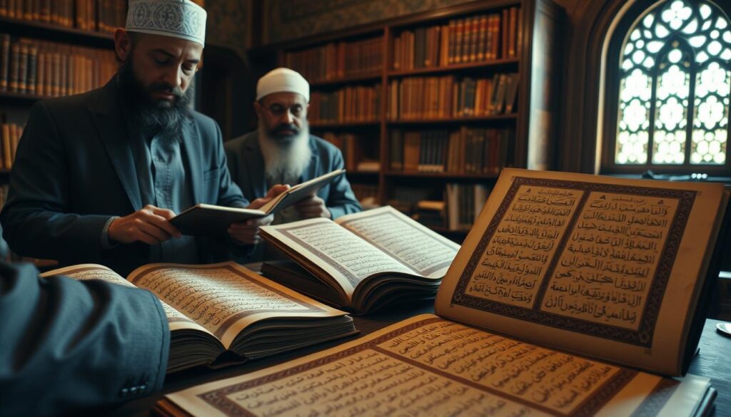 Scene from The Science of Hadith documentary showing ancient Hadith manuscripts Scene from The Science of Hadith documentary showing ancient Hadith manuscripts