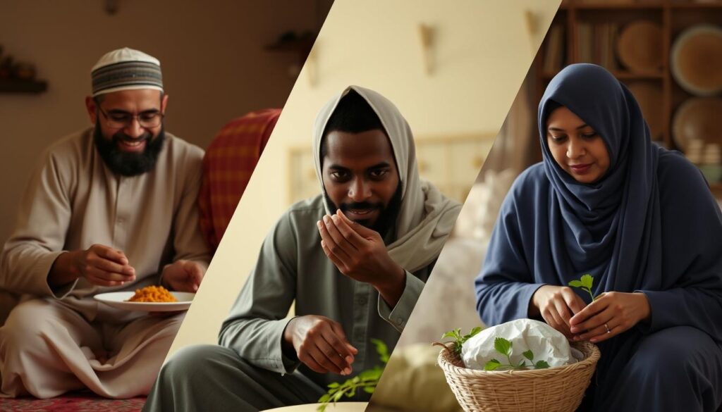 Scene from Walking in the Footsteps documentary showing modern Muslims implementing Sunna in daily life Scene from Walking in the Footsteps documentary showing modern Muslims implementing Sunna in daily life