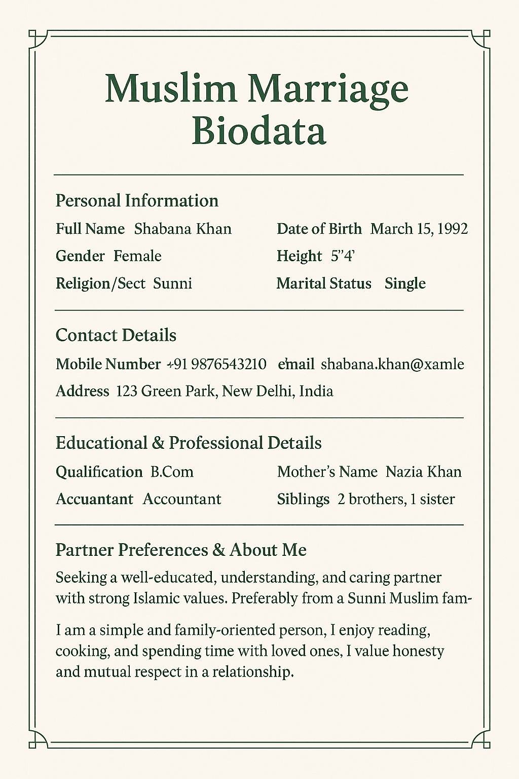 Muslim Biodata for Marriage – Create a Perfect Islamic Matrimonial Profile