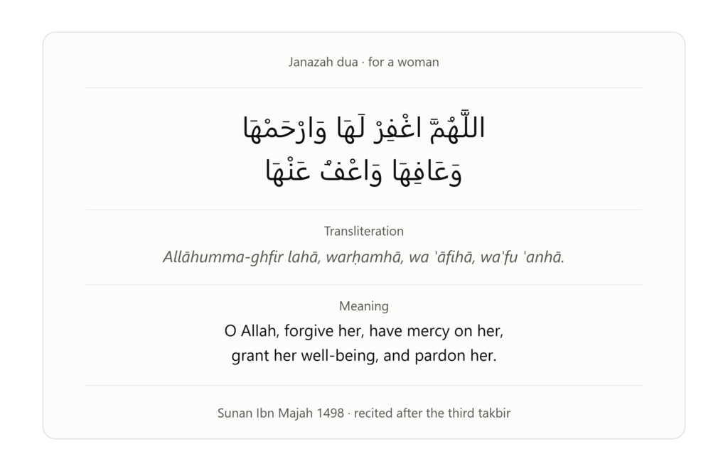 Dua for Female Janaza: Arabic Text, Meaning & When to Recite